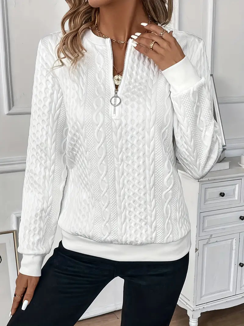 Women's Cable-Texture Half-Zip Sweater