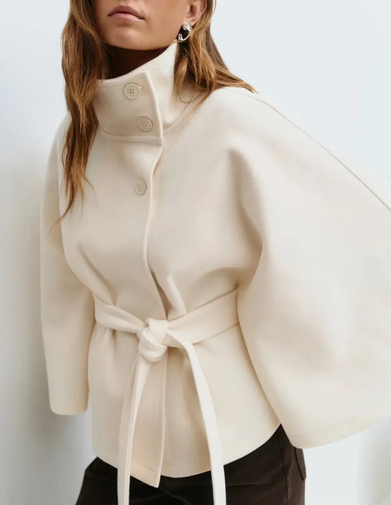 Women's Wool-Effect Belted Cape Coat
