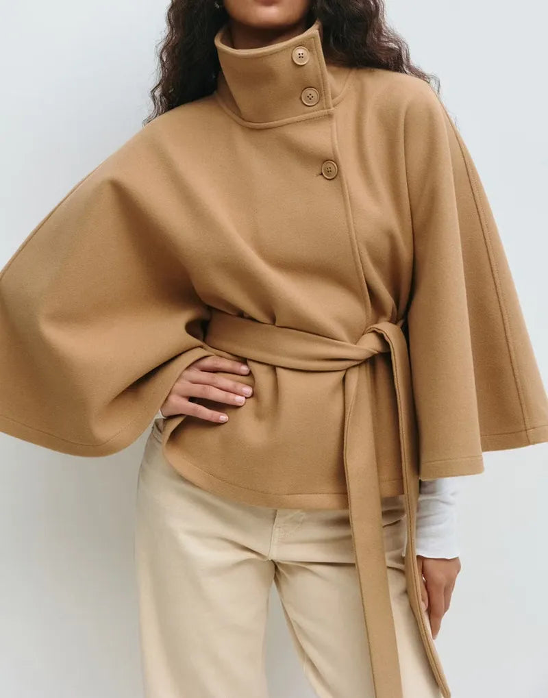 Women's Wool-Effect Belted Cape Coat