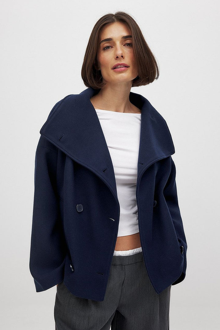 Short Oversized Double-Breasted Jacket for Women