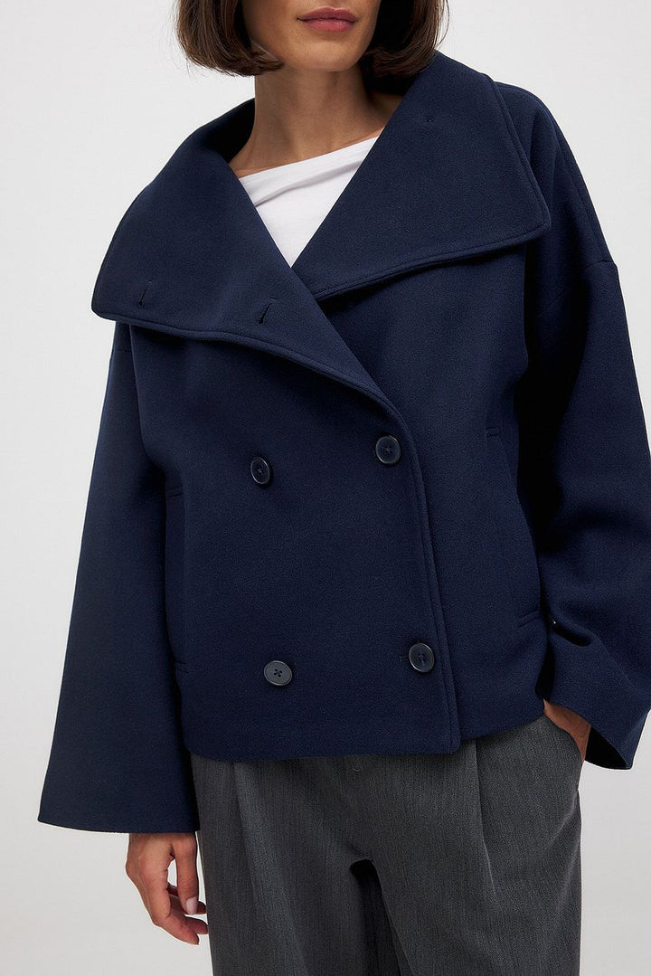 Short Oversized Double-Breasted Jacket for Women