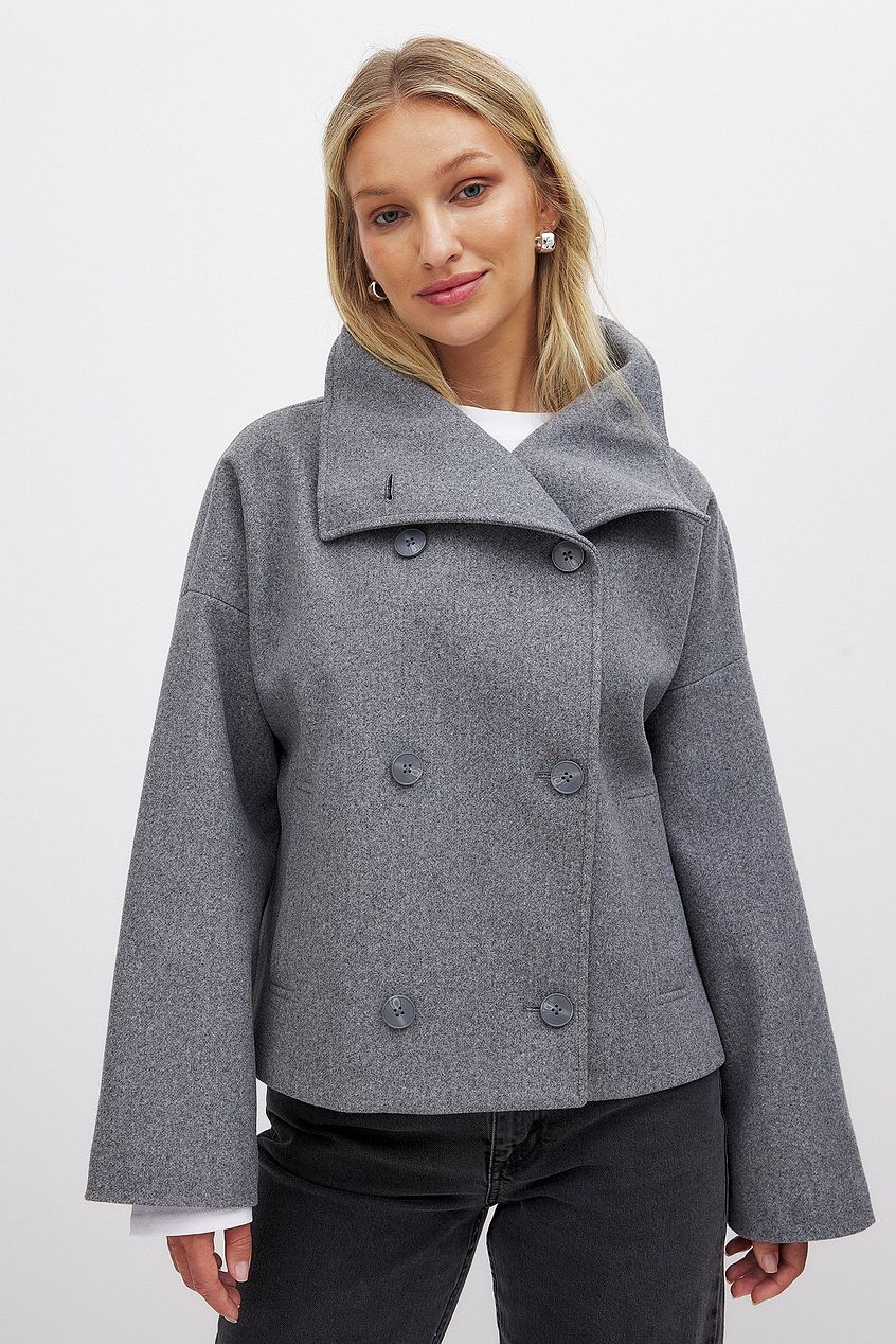 Short Oversized Double-Breasted Jacket for Women