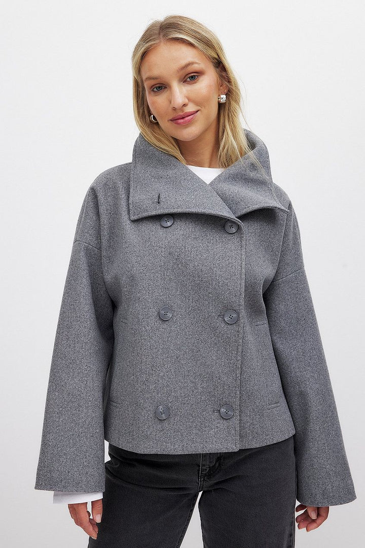 Short Oversized Double-Breasted Jacket for Women