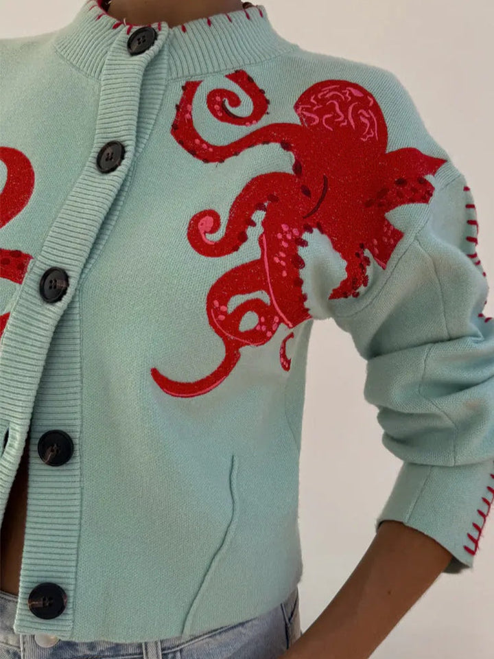 Women's Octopus Graphic Knit Cardigan