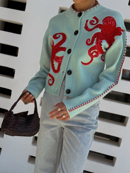 Women's Octopus Graphic Knit Cardigan