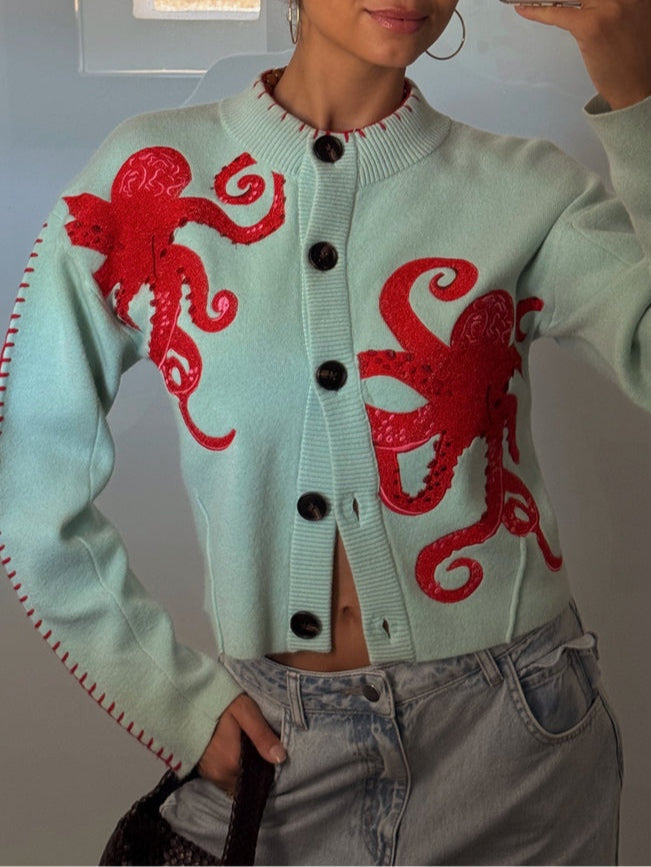 Women's Octopus Graphic Knit Cardigan