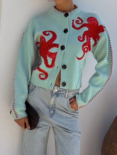 Women's Octopus Graphic Knit Cardigan