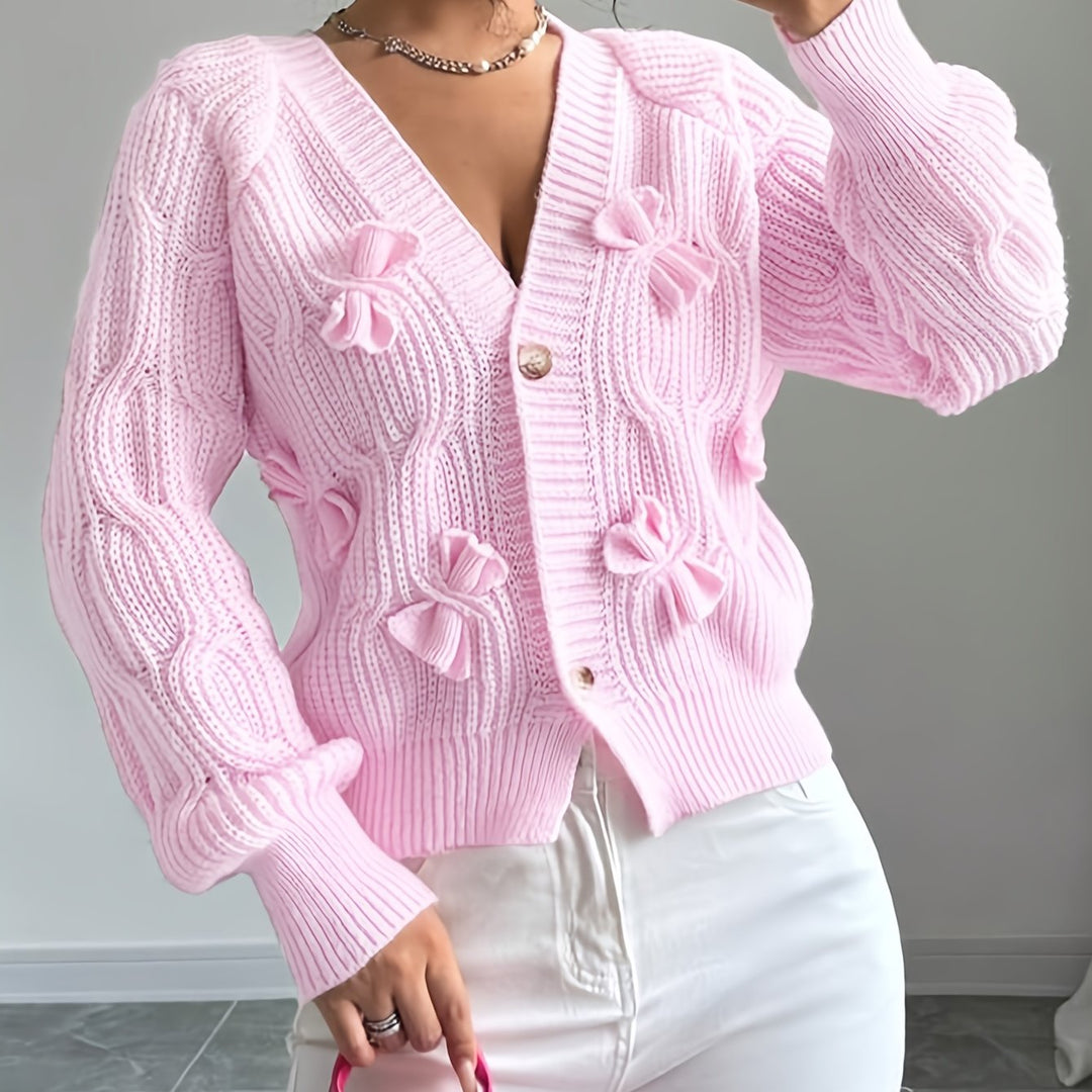 Women's Soft Bow-Detail Long Sleeve Cardigan