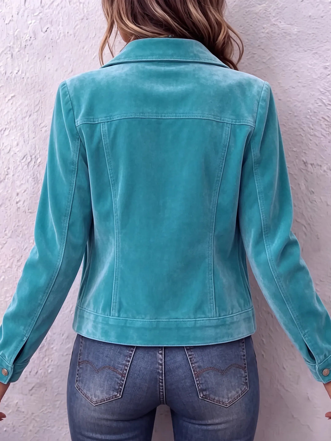 Women's Vintage Wash Velvet-Finish Button Jacket