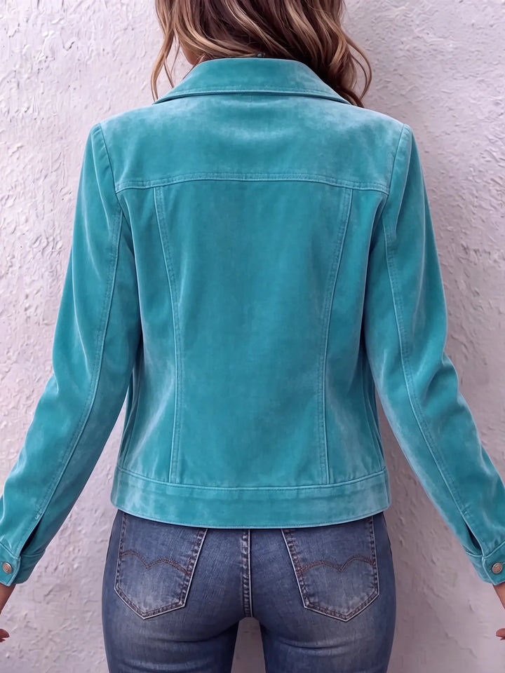 Women's Vintage Wash Velvet-Finish Button Jacket