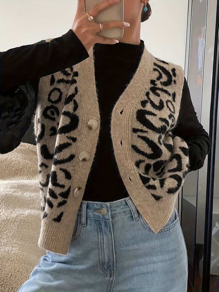 Women's Patterned Button-Front Vest