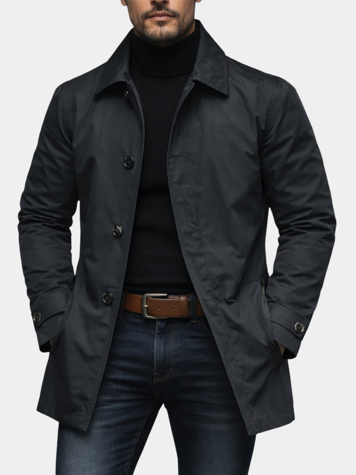 Men's Water-Resistant Quilted Trench Coat
