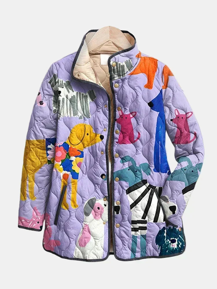 Women's Floral Print Quilted Snap-Button Jacket