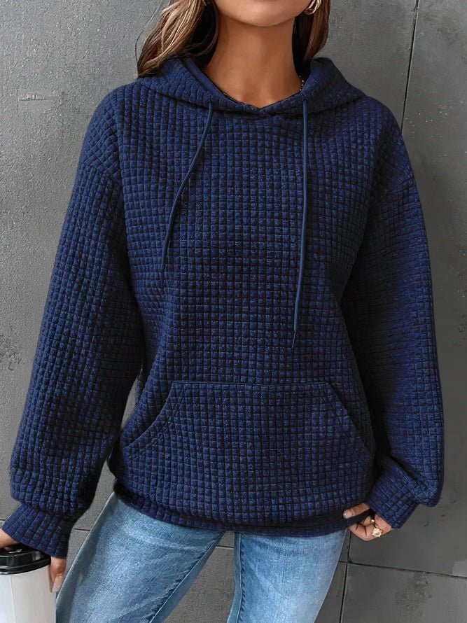 Quilted Drawstring Hoodie with Kangaroo Pocket