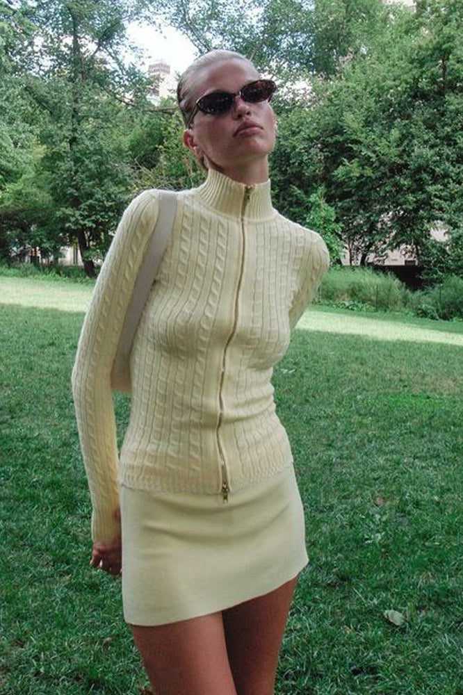 Mock Neck Lace Trim Knit Top for Women