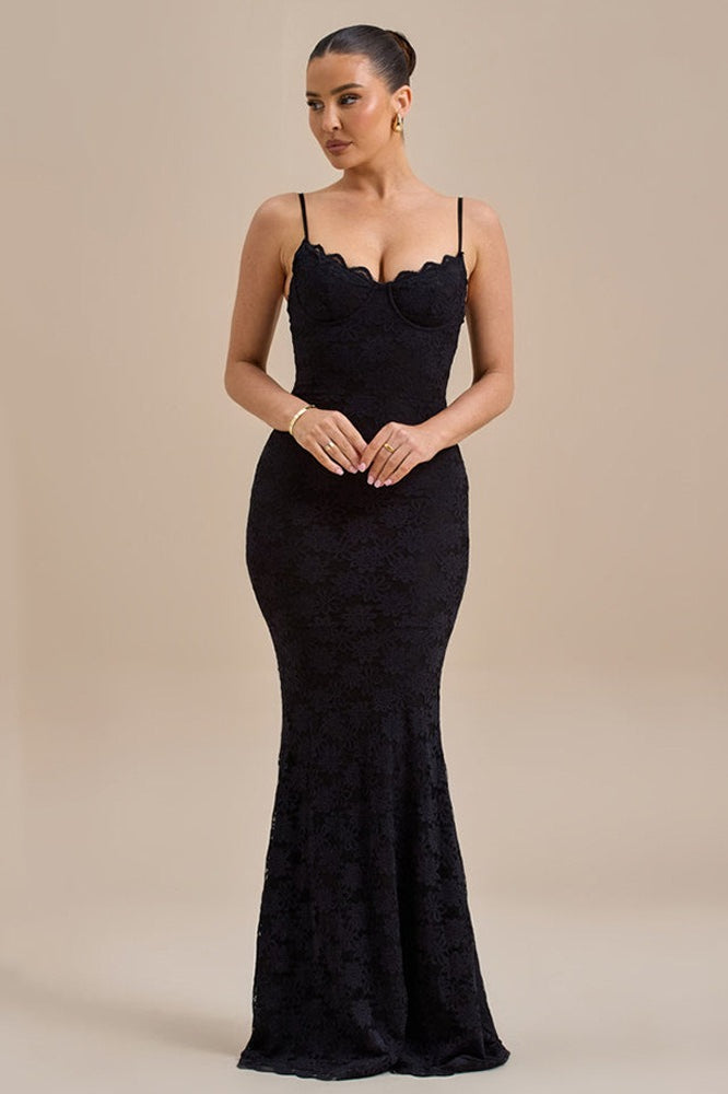 Backless Bodycon Maxi Lace Dress for Women