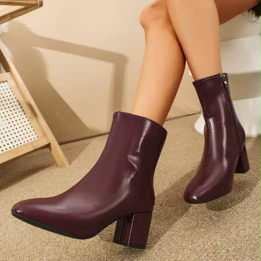 Women's Block Heel Pointed Toe Ankle Boots