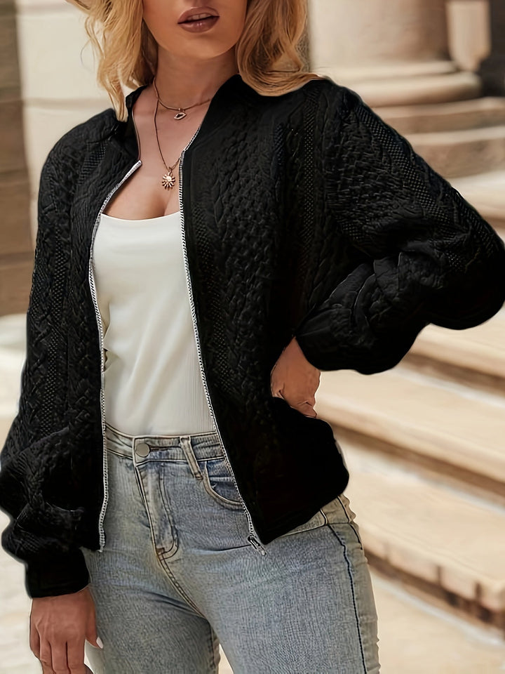 Women's Oversized Jacquard Bomber Jacket