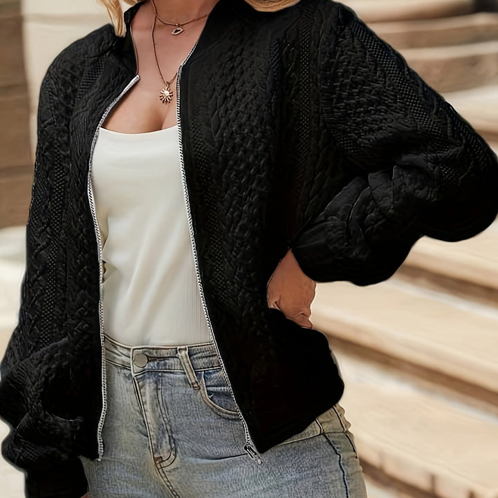 Women's Oversized Jacquard Bomber Jacket