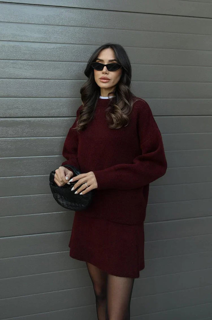 Elegant Sweater & Skirt Co-Ord Set - Two-Piece Knit Set