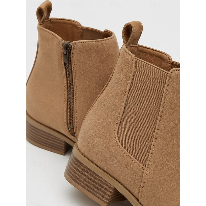 Women's Pointed Toe Chelsea Ankle Boots Low Block Heel