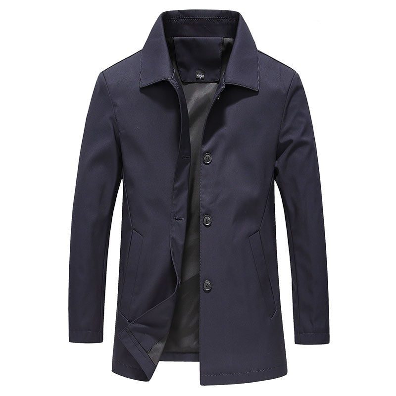Men's Button-Down Collar Trench Coat
