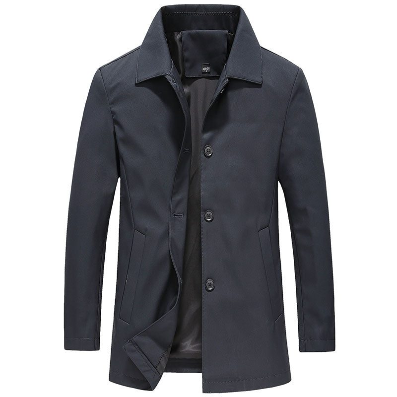 Men's Button-Down Collar Trench Coat