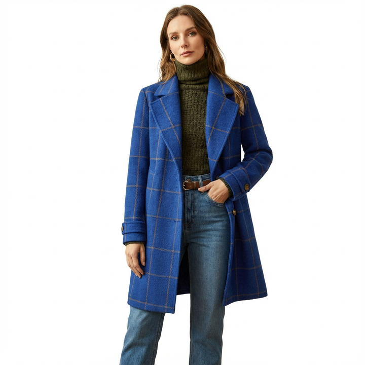 Classic Windowpane Check Coat for Women