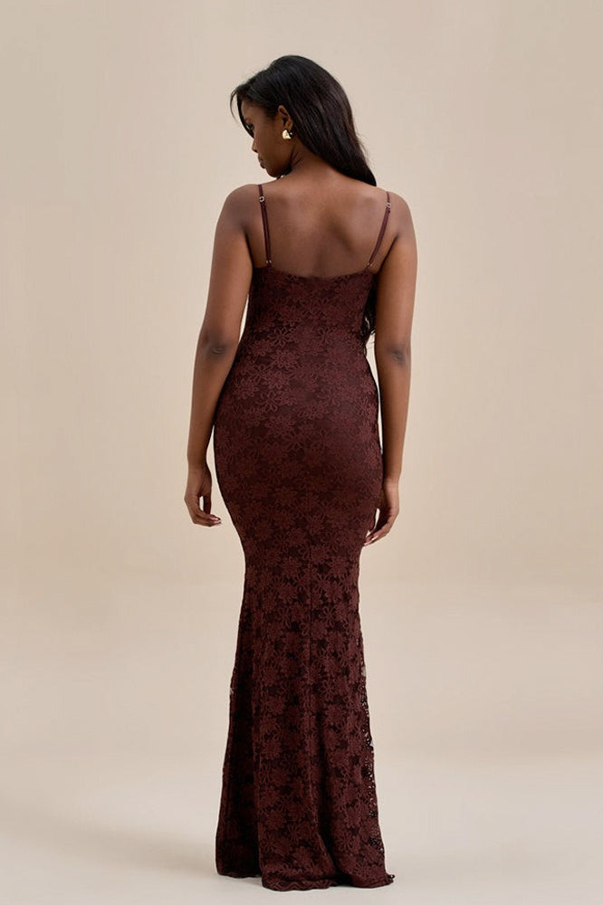 Backless Bodycon Maxi Lace Dress for Women