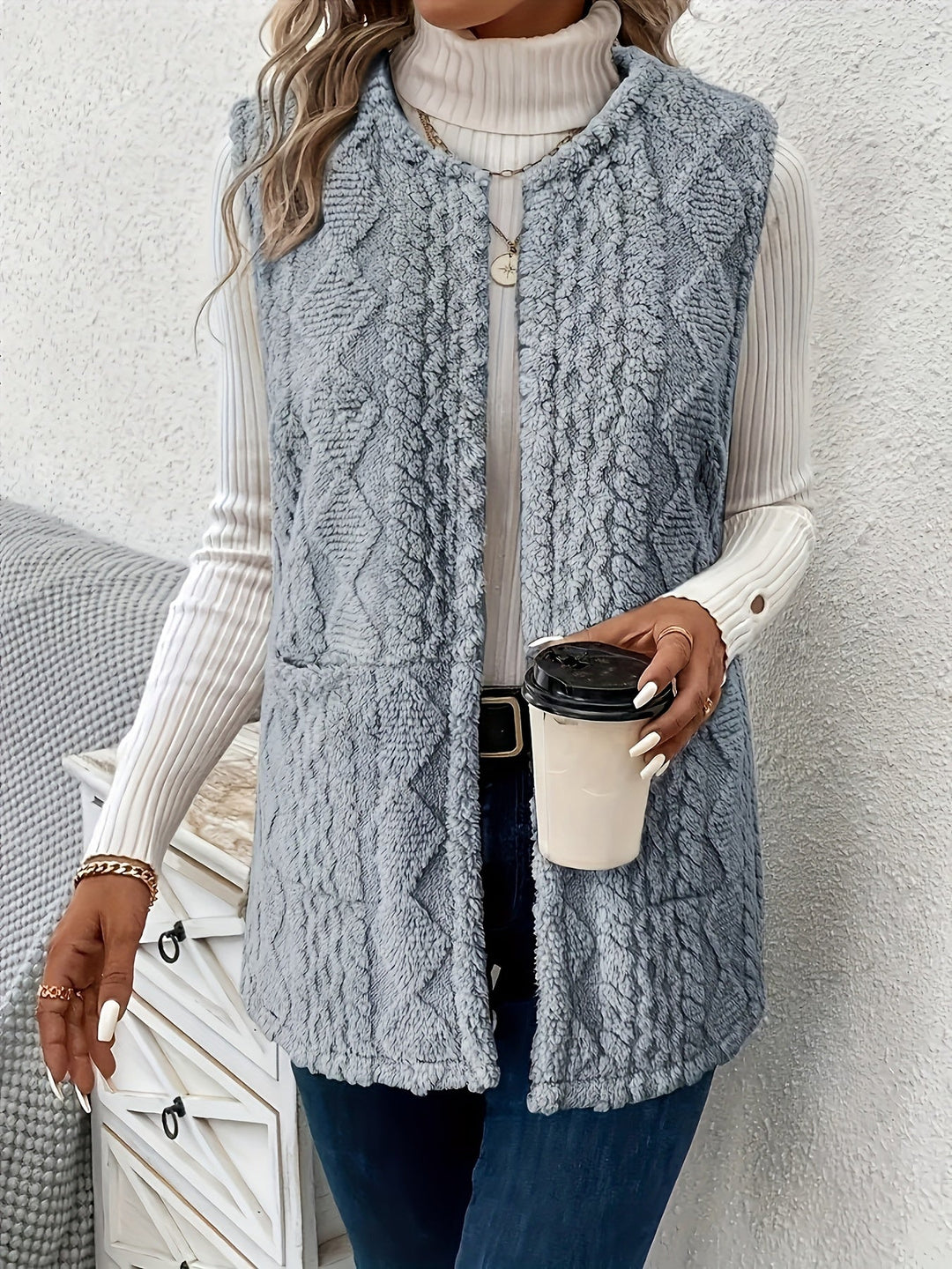 Women's Textured Longline Sleeveless Vest