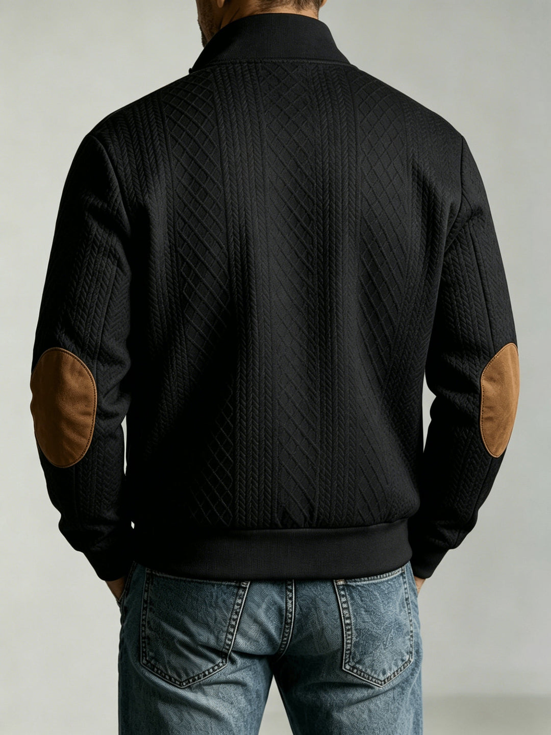 Men's Diamond Jacquard Knit Baseball Jacket