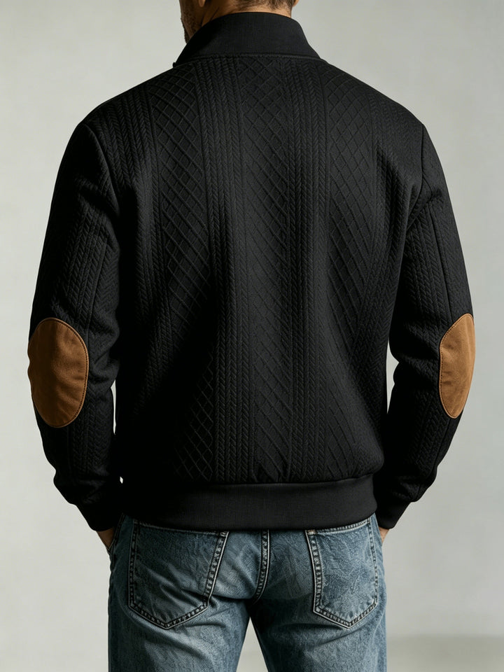 Men's Diamond Jacquard Knit Baseball Jacket