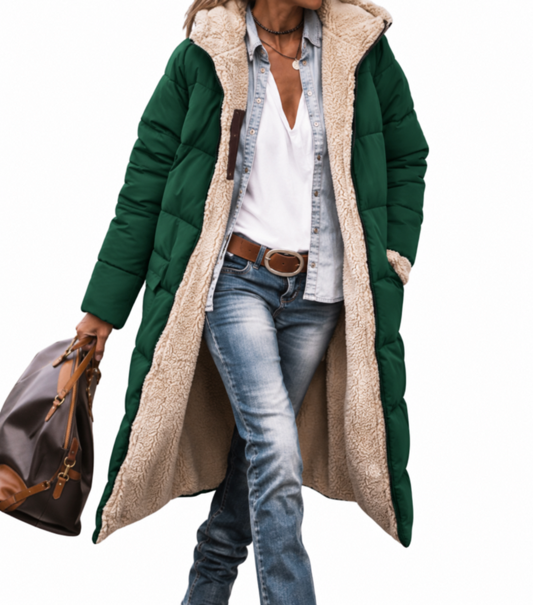 Women's Reversible Sherpa Puffer Coat