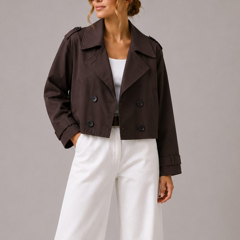 Women's Cropped Double-Breasted Trench Jacket