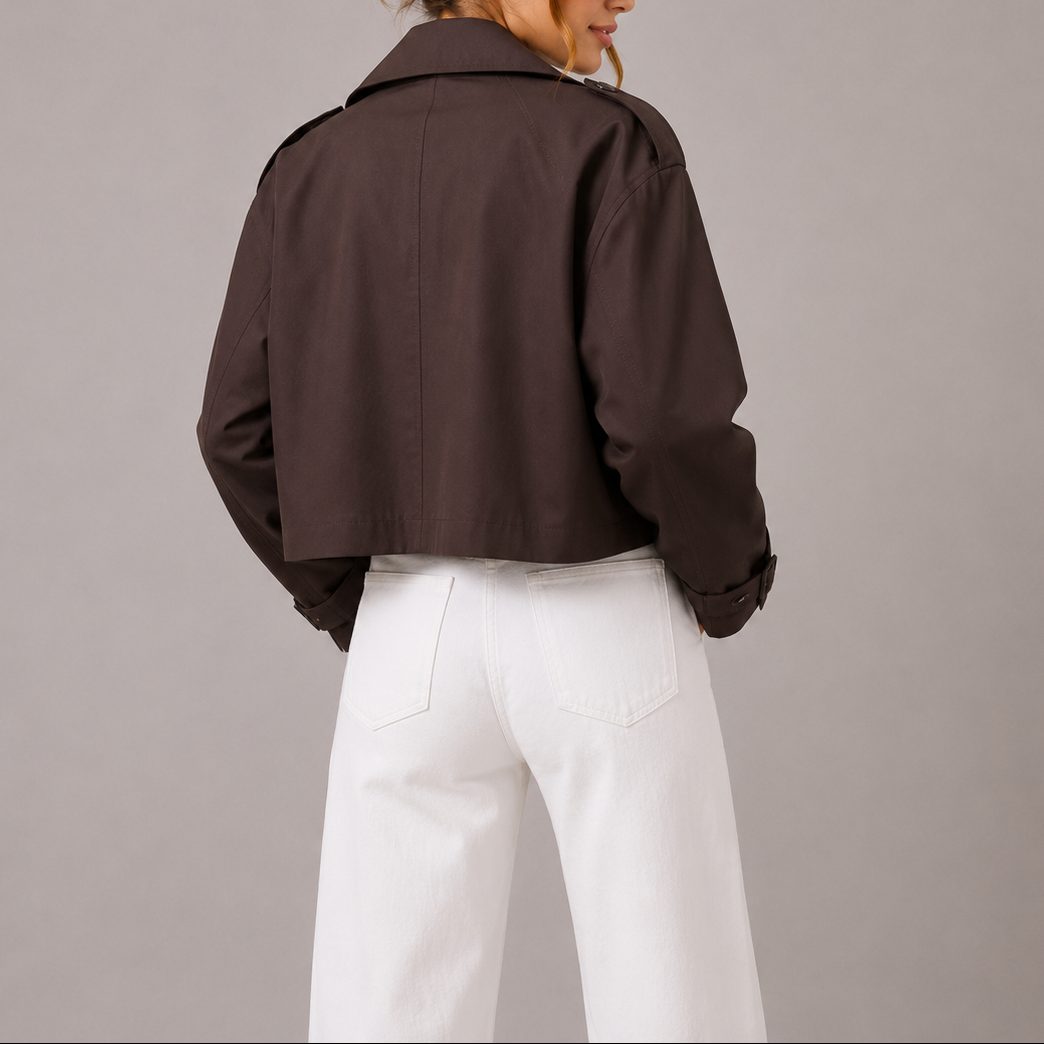 Women's Cropped Double-Breasted Trench Jacket