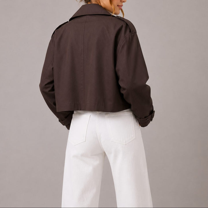 Women's Cropped Double-Breasted Trench Jacket