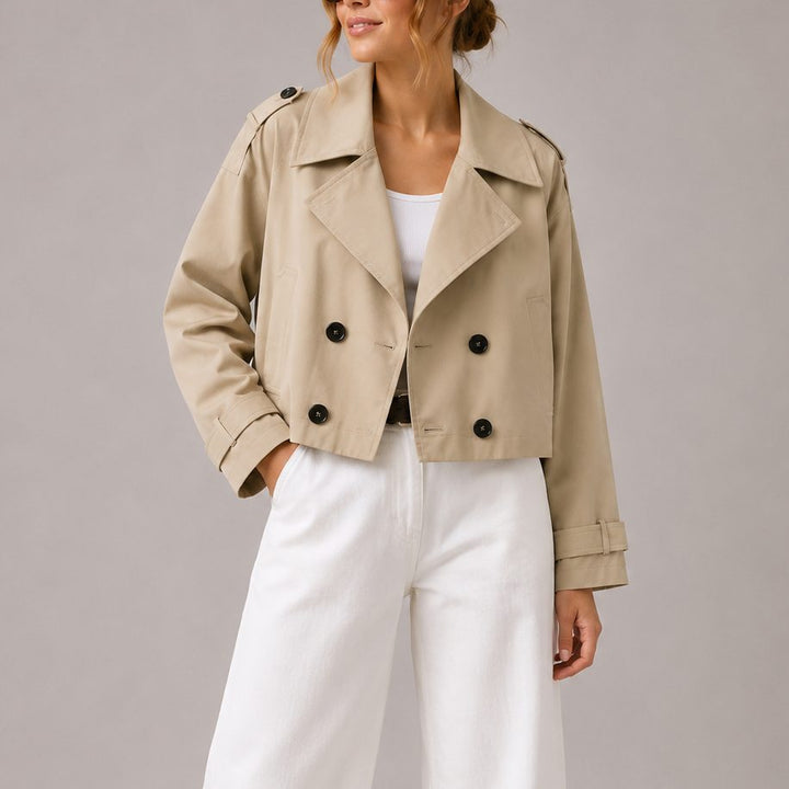 Women's Cropped Double-Breasted Trench Jacket