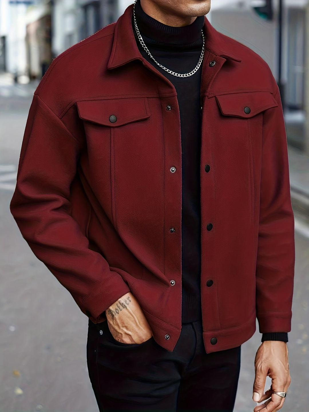 Men's Snap Button Trucker Jacket