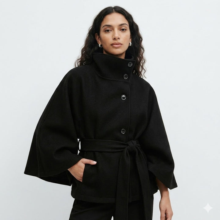 Women's Wool-Effect Belted Cape Coat