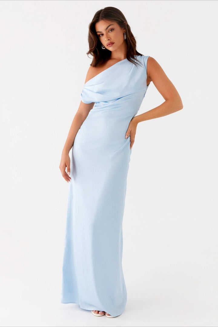 Asymmetric One-Shoulder High-Waist Maxi Dress