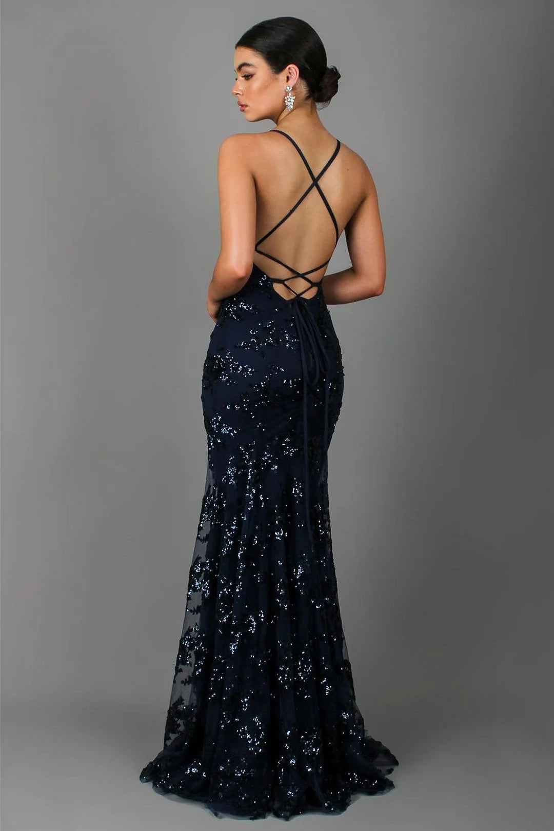 Sequin V-Neck Backless Maxi Dress for Women