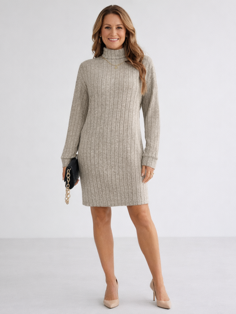 Women's Ribbed Knit Turtleneck Dress