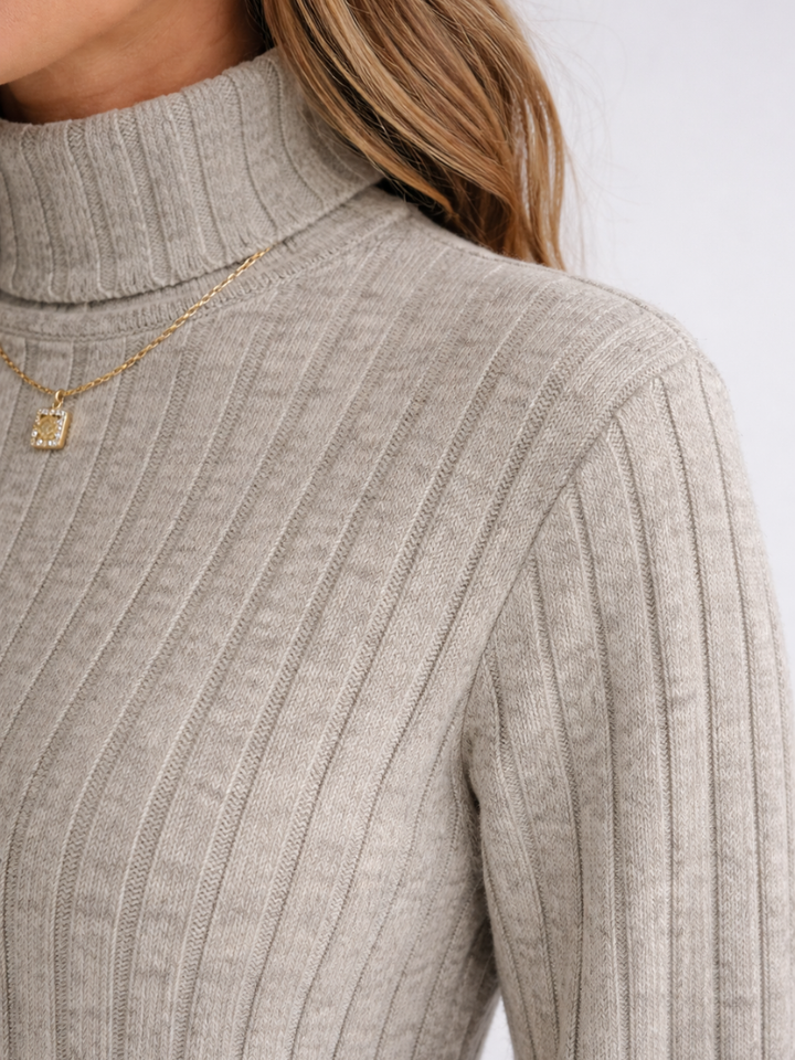 Women's Ribbed Knit Turtleneck Dress