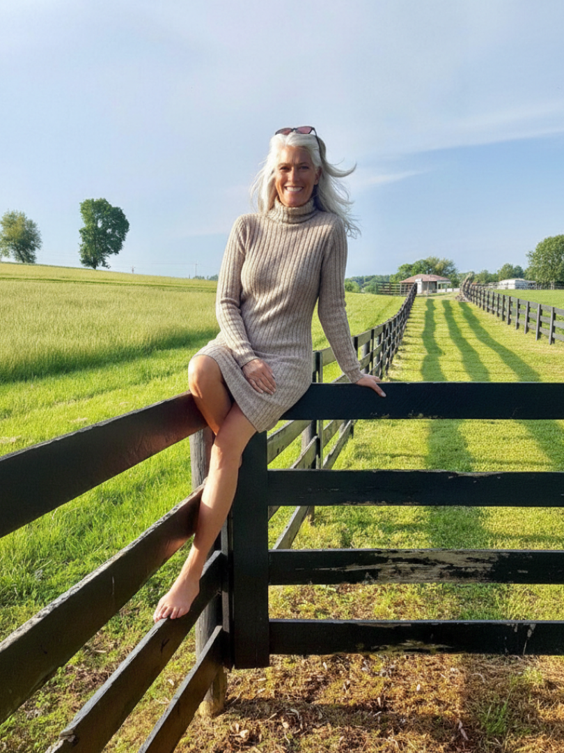 Women's Ribbed Knit Turtleneck Dress