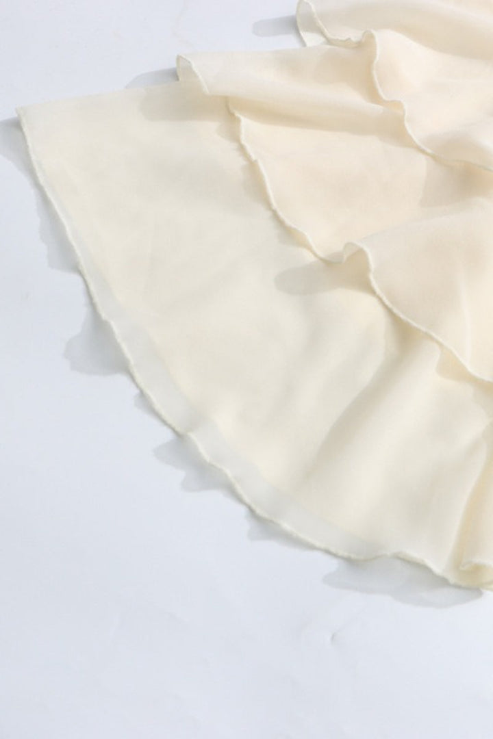 Chiffon Tiered Ruffle Crop Blouse for Women