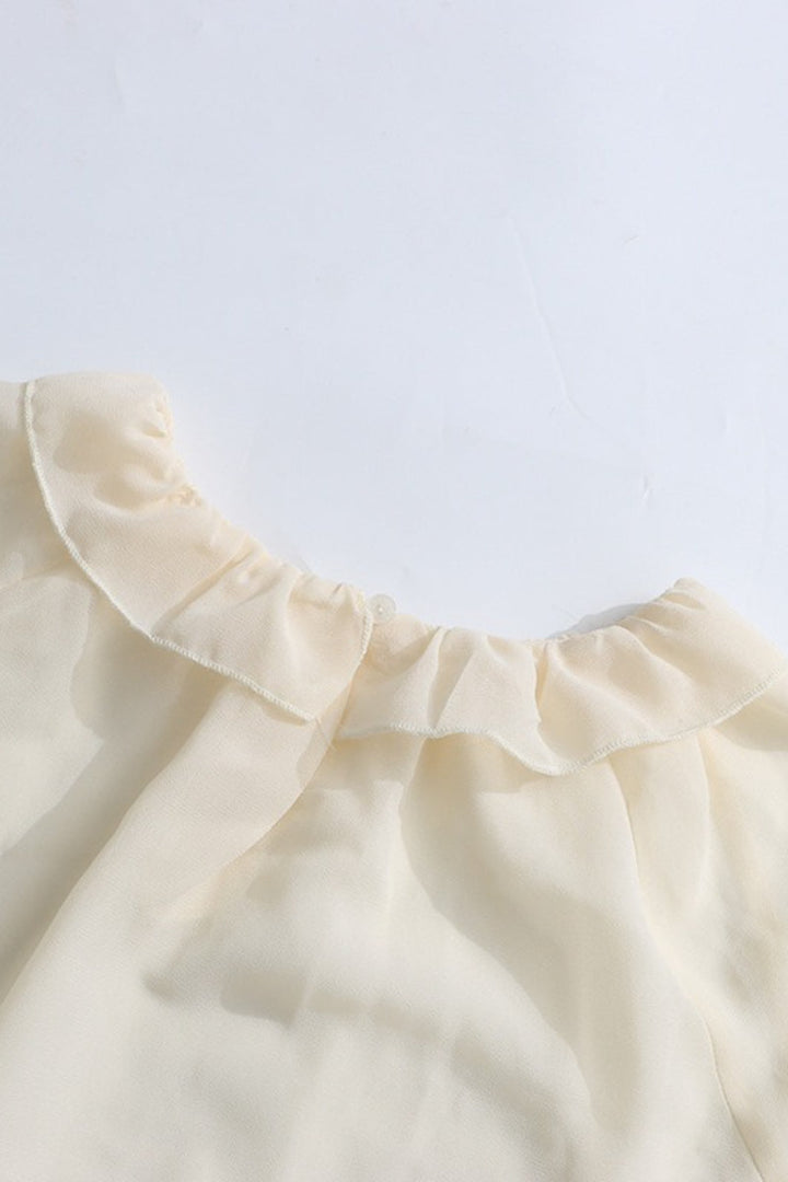 Chiffon Tiered Ruffle Crop Blouse for Women