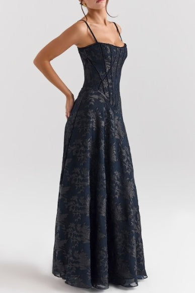 Spaghetti Strap Chiffon Floral Formal Dress