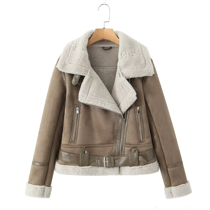 Women's Sherpa-Lined Suede Aviator Jacket