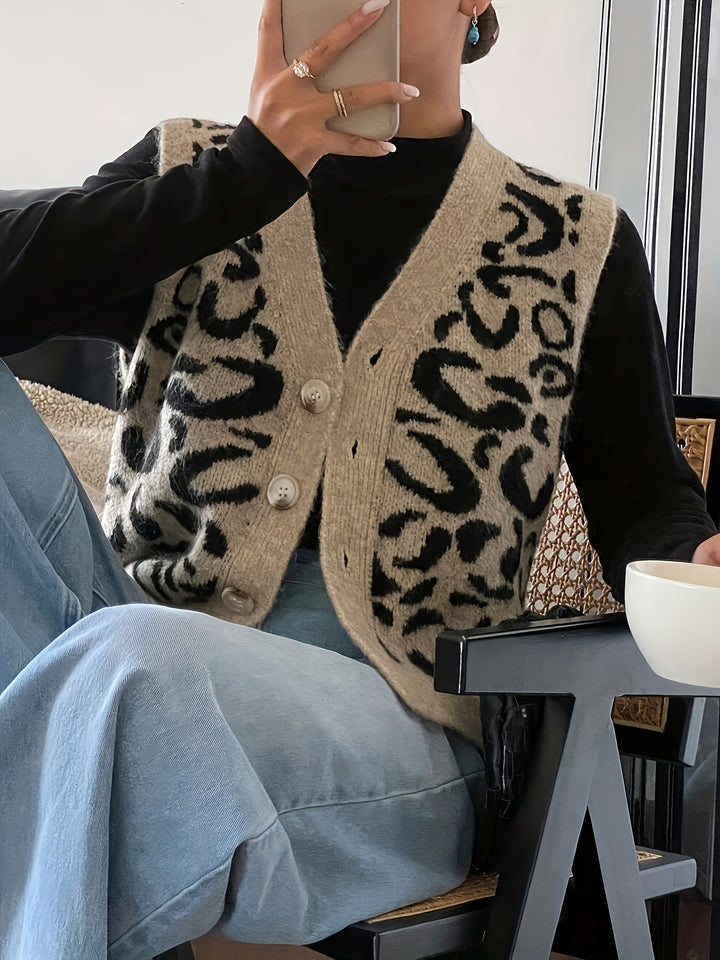 Women's Patterned Button-Front Vest