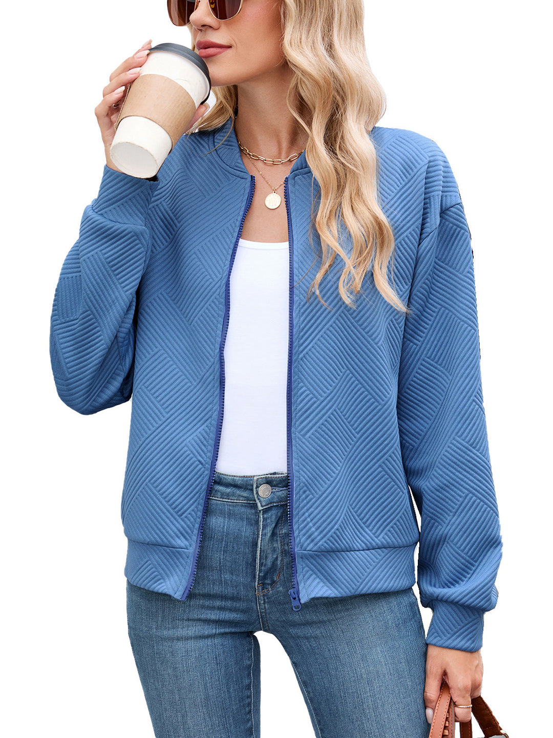 Women's Textured Stretch Bomber Jacket